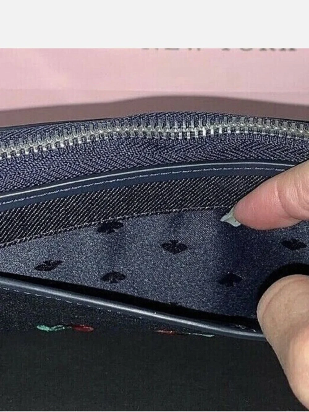 kate spade Denim Ella Cherry Embroidered Continental Wallet